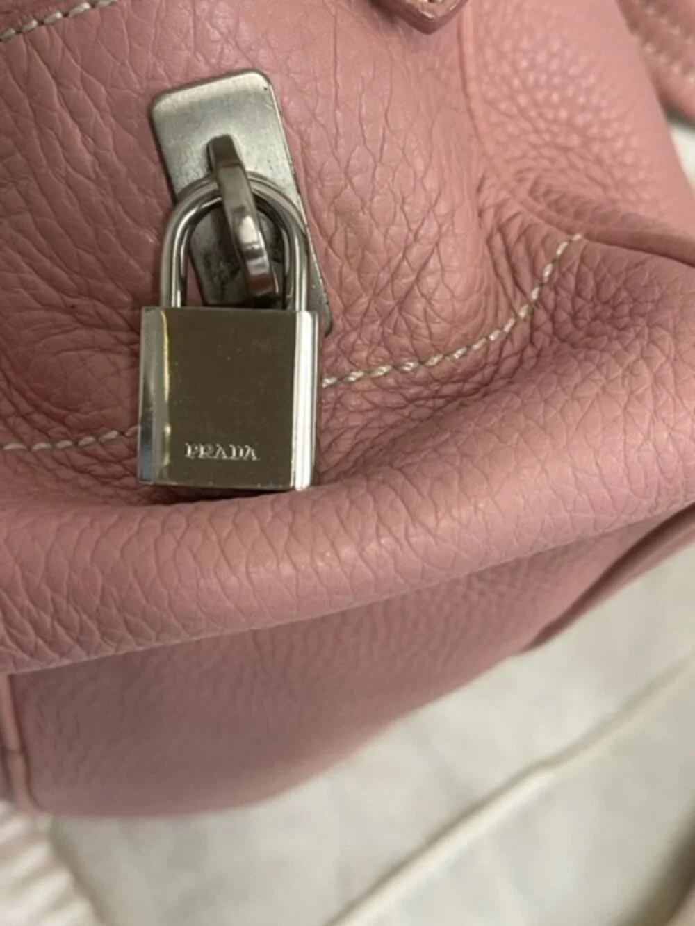 PRADA PINK LEATHER SATCHEL BAG, AUTHENTIC